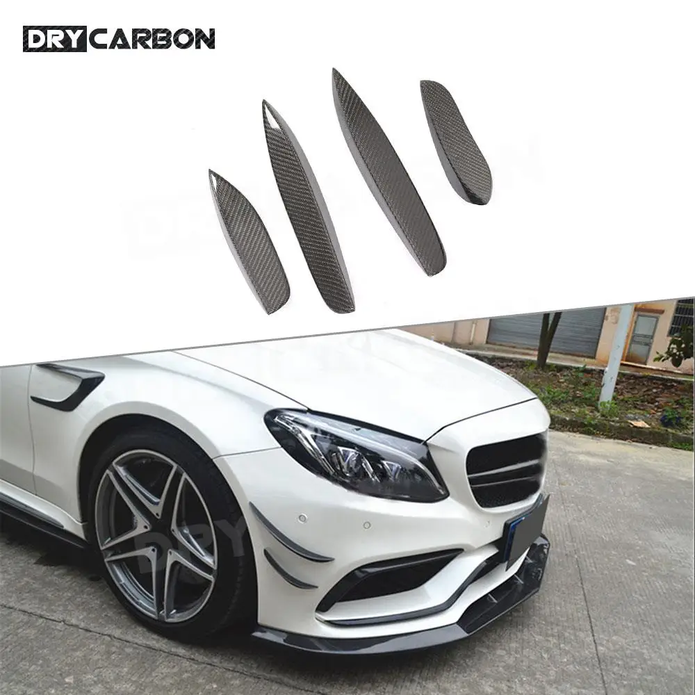 

Car Front Bumper Splitters for Mercedes Benz W205 C63 AMG C205 Sedan Coupe 2015-2022 Front Canards Vent Trim Carbon Fiber FRP