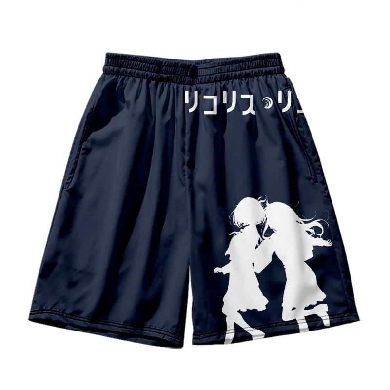 Anime New Series Lycoris Recoil Print Summer Short Classic Printed Gym Shorts Men\'s Gym Basketball Sports Beach Shorts