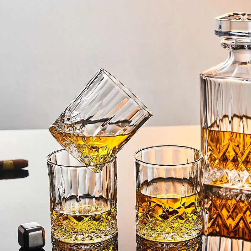 

230ml/250ml/315ml Carved Wine Glass Party Checkered Diamond Glass Cup Nordic Style Whiskey Glass Classical Cup Foreign Wine Cup