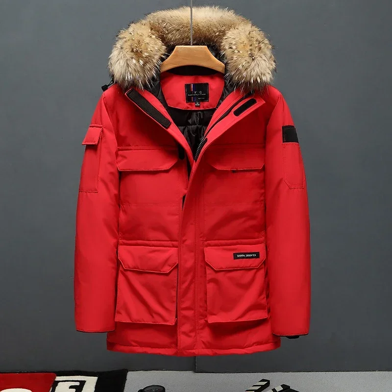 Men Winter Hooded Fur Collar Duck Down Coats Long Down Jackets High Quality Male Outdoor Windproof Warm Casual Winter Jackets 4X