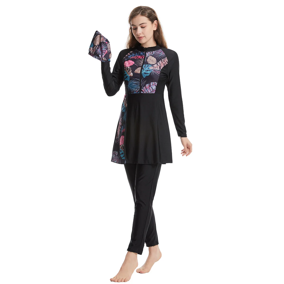 Women's Clothing Muslim Fashion Muslim Swimwears Conservative Patchwork Swimsuit​ High Strecth Swiming Suit Beach style Summer