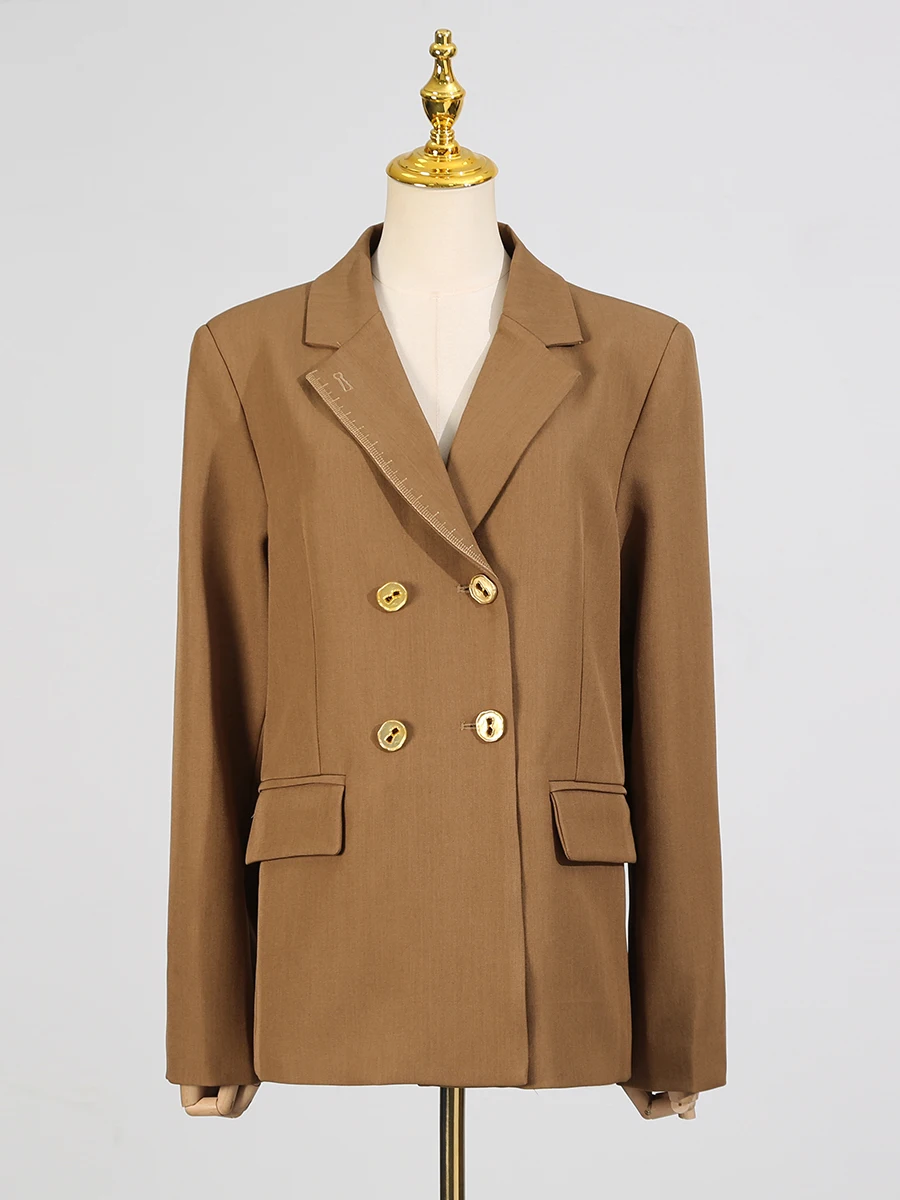 VGH フレンチスタイルヴィンテージスリミングソリッドブレザー女性のためのラペル長袖スプライスボタン気質コート女性のファッション新