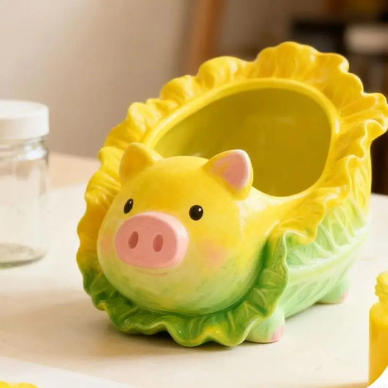 

91AF Multipurpose Cabbage Pig Silicone Mold For Crafting Miniature Plant Pots Resin Organizers And Cement Home Decoration