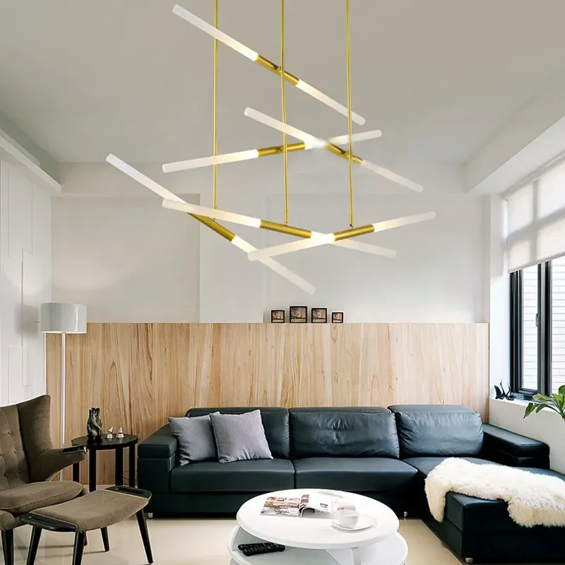 Nordic Creative Linear Pendant Lights Modern Chandeliers For Living Room Dinning Room Suspension Luminaire Light Lustre Fixtures