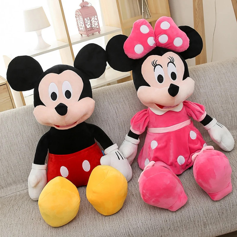 Disney Anime Mickey Mouse 30-120cm Minnie Mouse Plush Toy Couple Grab Doll Machine Girl Sofa Throw Pillow Kids Toy Christma Gift