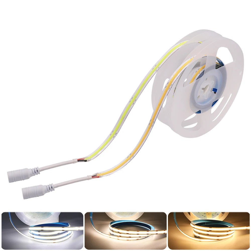 DC 12V COB LED Strip 320 384 528 LEDs/m High Density Linear Lighting Flexible LED Tape Warm Natural Cold White COB Light Strip