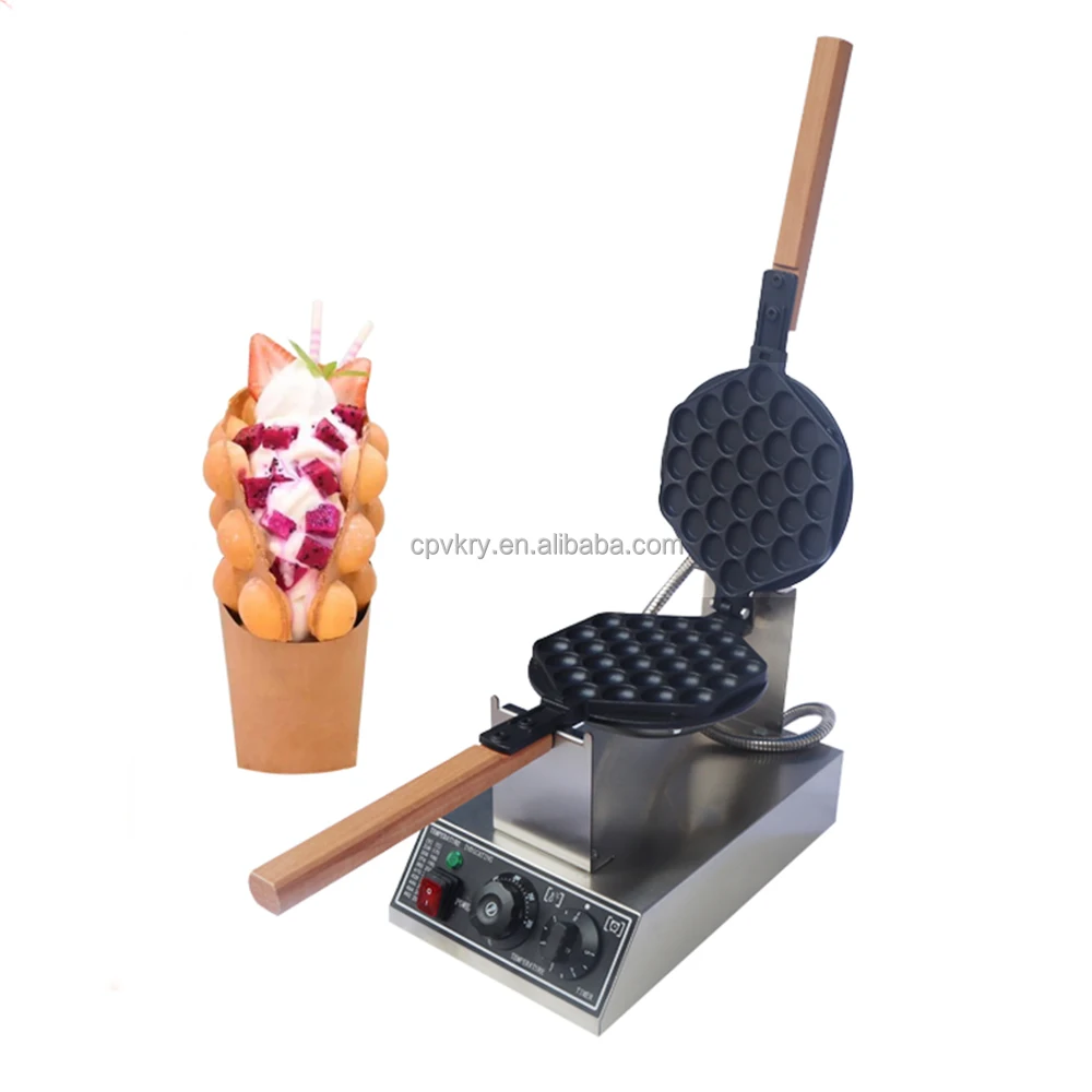 Commercial Electric 110v/220v Bubble Waffle Maker Stainless Steel   Cone Baker Easily Operated Snack Machine