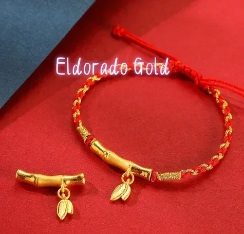 

Eldorado Gold 24k pure gold bamboo charms DIY hand strings 999 real dold charms bracelet