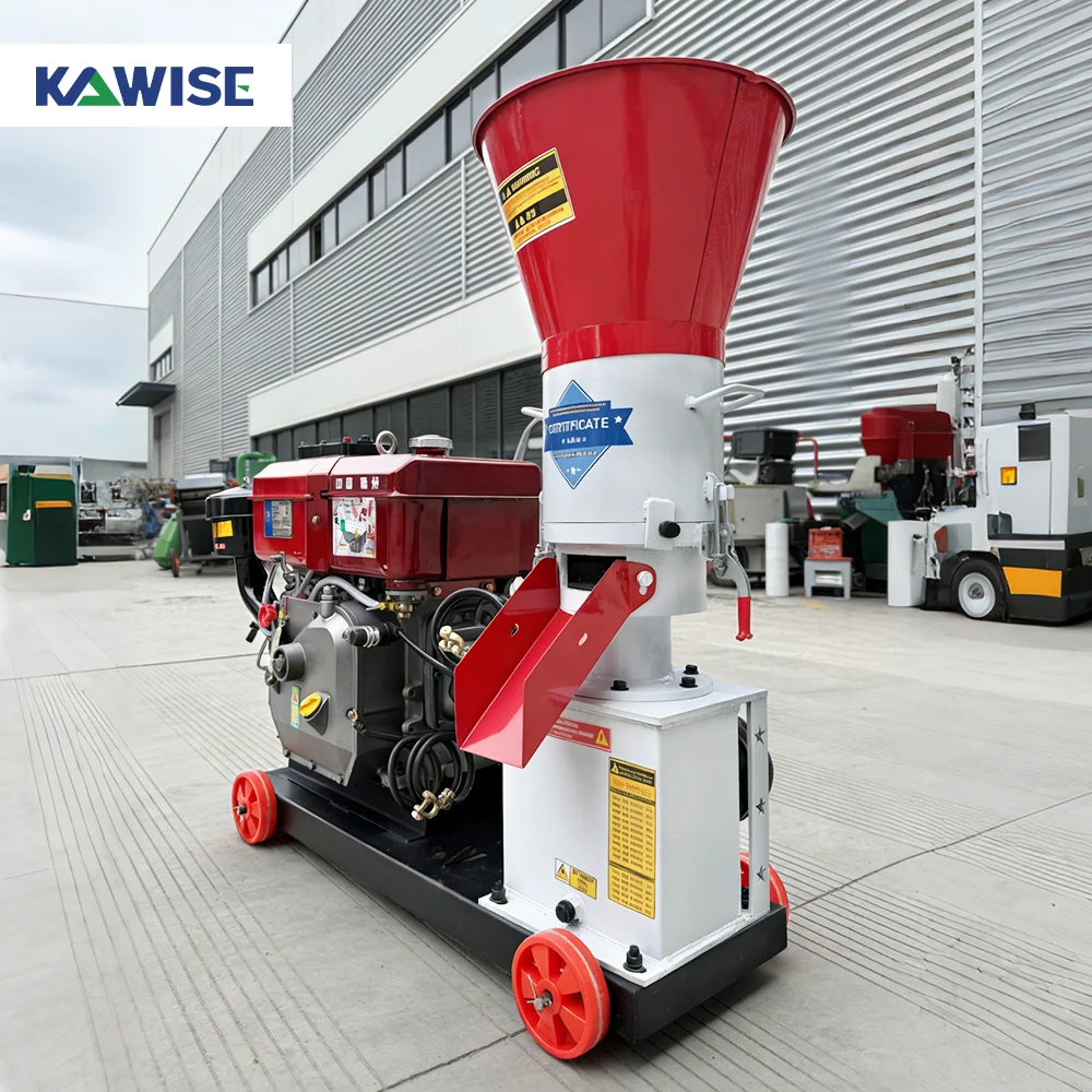 AIROW Corn Feed Pellet Machine for Small Farms with Diesel Engine and Flat Die Roller Structure