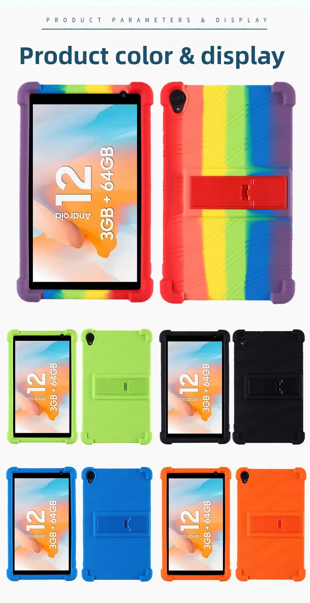 Für Blackview Tab 5 8 Zoll Tablet-Hülle, Silikon-Stoßfänger-Schutzhülle, stoßfest, stoßfest, Ganzkörperhülle für Kinder – Detail 9