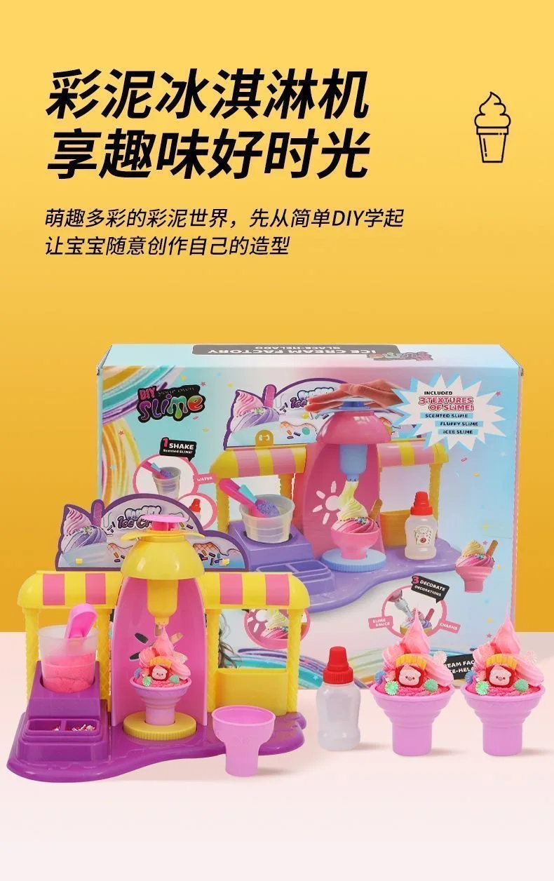 Simuliertes Eiscreme-Ton-Maschinenset für Eltern und Kinder – DIY-Handwerksspielzeug für Kinder, niedliches pädagogisches Kit für frühes Lernen