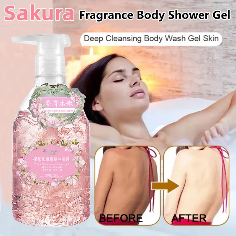 Sakura Body Wash,Moisturizing Skin Whitening Bath & Body Works,Cherry Blossom Shower Gel