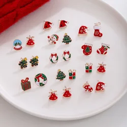 Christmas tree bells wreath asymmetrical studs light luxury high sense ins wind fashion temperament earrings female