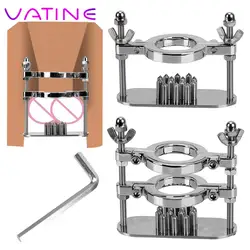 Male Chastity Testicle Clamp Metal Spike Penis Ring Clamp Cock Ring Stretcher Scrotum Stimulation Lock Training Device