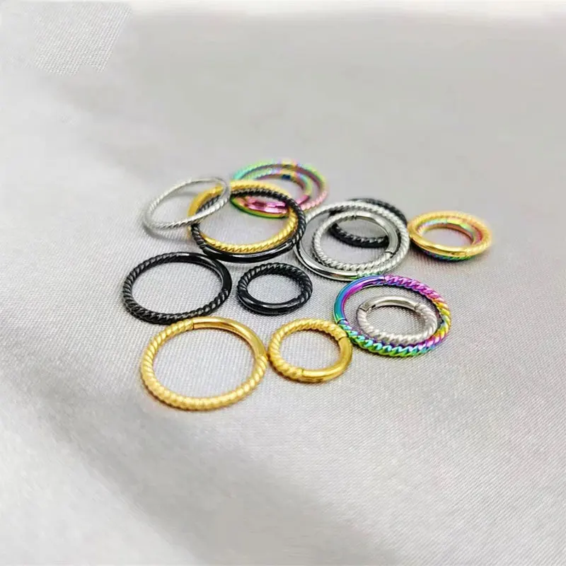 316L Surgical Steel Nose Rings Sexy Earrings Septum Clicker Hinged Piercing Fashion Twist Body Puncture Jewelry