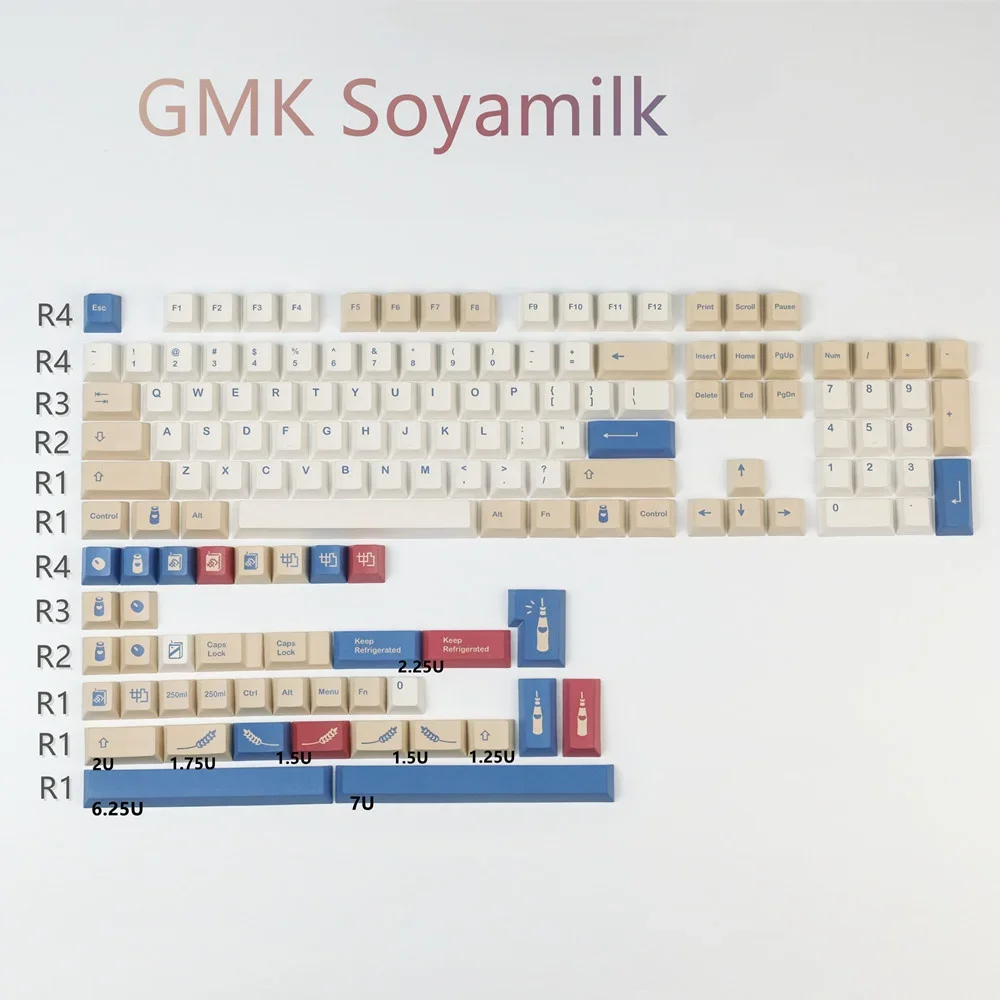 142 Keys/set GMK Soyamilk Keycaps PBT Dye Sublimation Keycap Cherry Profile Key Caps With ISO Enter 7U Spacebar For HHKB