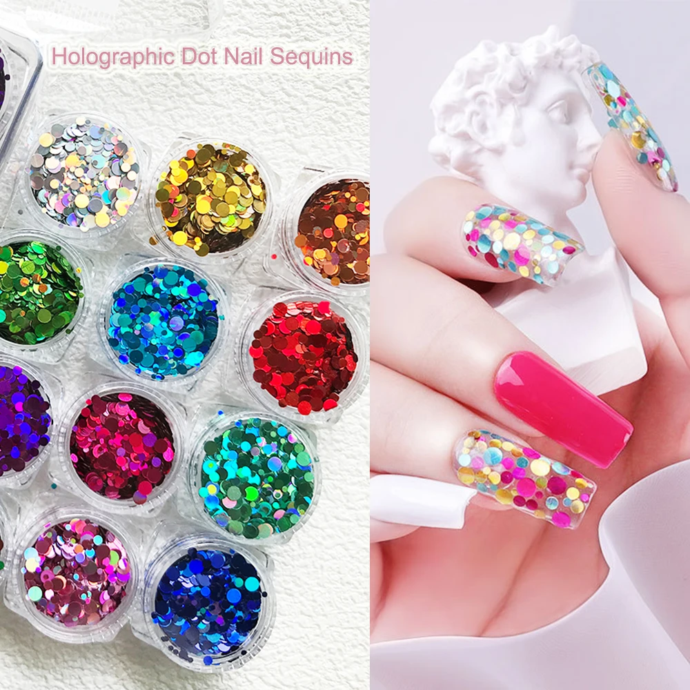 

PrettyG 1 компл. 12 видов цветов Box 123 мм точка микс блестки блеск форма голографический цвет блеск для ногтей для смолы DIY Дизайн ногтей украшение