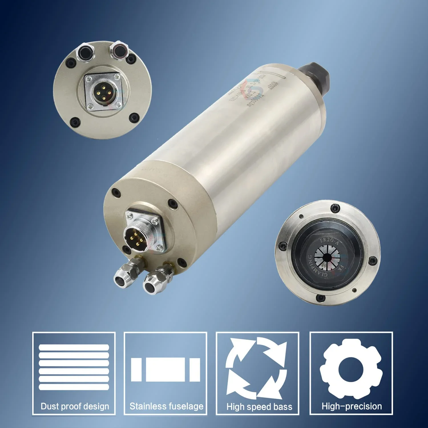 

High Quality Milling Spindle Motor 1.8kw Er11 60000rpm Oil Cooled Spindle Kit with 1.8kw Inverter Er11 Cnc Spindle