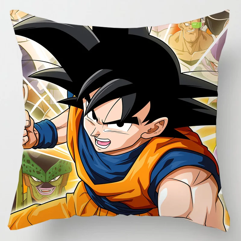 Dragon Ball Anime Printed Pillow Case Cartoon Son Goku Gogeta Action Figures Square Pillow Cover Sofa Decoration Toys Xmas Gifts