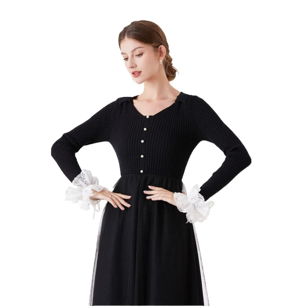 Fashion Victorian Lace Jabot Collar Detachable Solid Color Ralph Collar Wrist Cuffs Sleeves Stage Performance Costume Accessory view 4