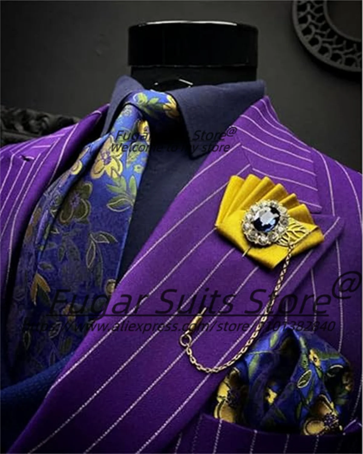 Customized Formal Stripe Men Suits Slim Fit Peak Lapel Groom Wedding Tuxedos 2 Pieces Sets Classic Male Blazers Prom Ropa Hombre
