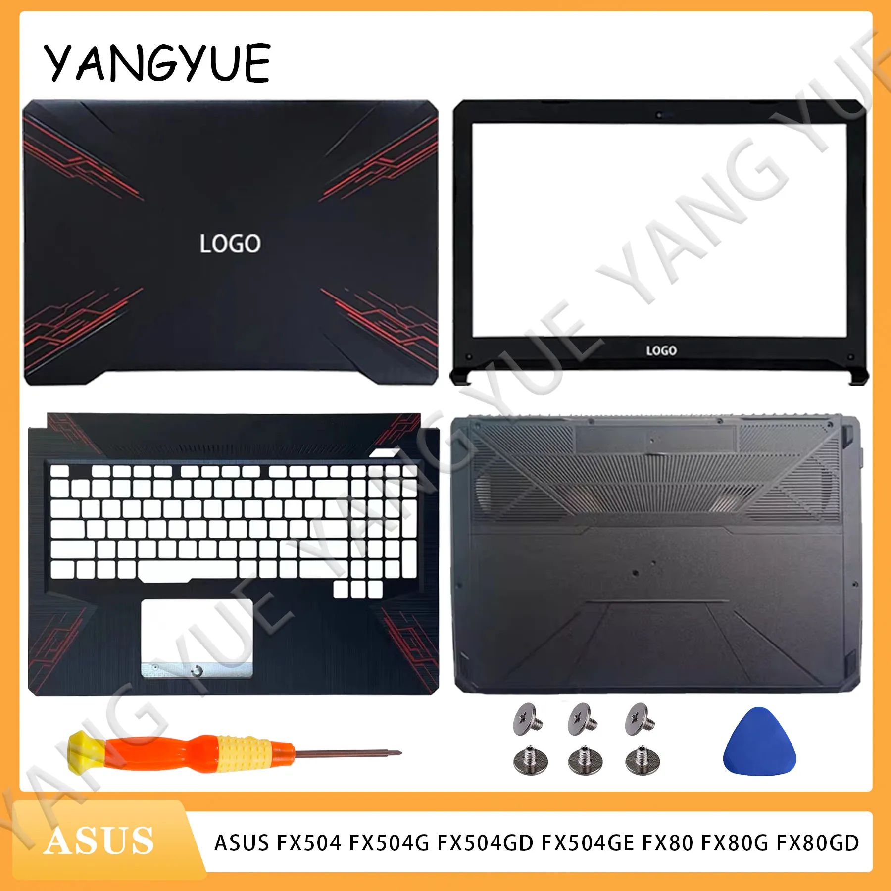 

New Case For ASUS FX504 FX504G FX504GD FX80 FX80G FX80GD LCD Back Cover Front Bezel Palmrest Top Case Bottom Housing Replacement