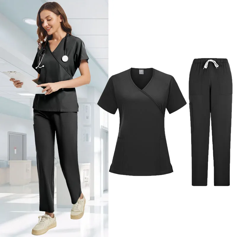 Conjuntos de uniformes médicos para mujer, uniformes quirúrgicos de Hospital, pantalón superior de manga corta, accesorios de enfermería, ropa para médicos, ropa de trabajo