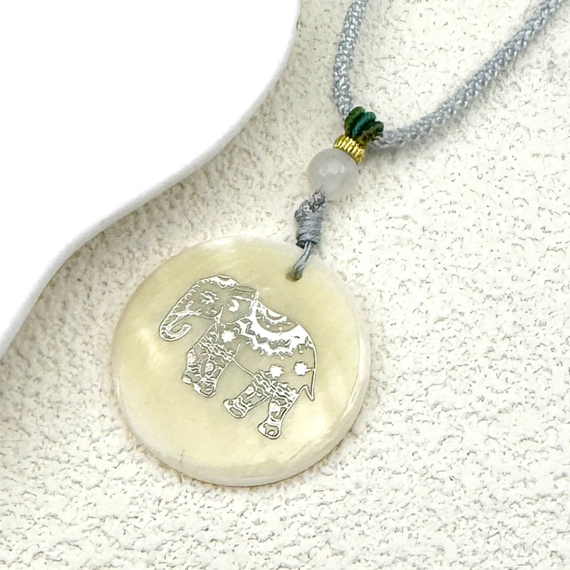 بوهيميا الطبيعية قذيفة الفيل قلادة قلادة للنساء الرجال الذهب اللون مشمع القطن حبل سلسلة تميمة مجوهرات بأشكال حيوانات هدية #4