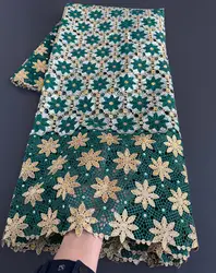 Soft African Cord Lace Small Holed Embroidery Guipure Fabric With Sequins Swiss Ceremony Dress Traditional Wear