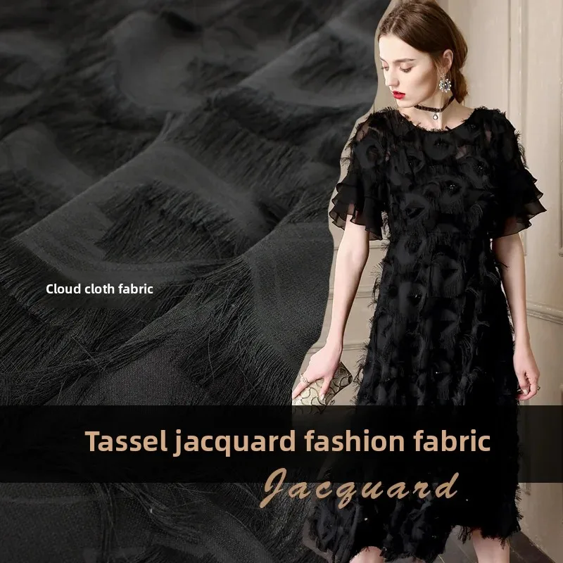 

Organza Chiffon Jacquard Fabric Summer Drape Dress Clothing European Brand Fashion Design Sew Wholesale Materials Cloth by Meter