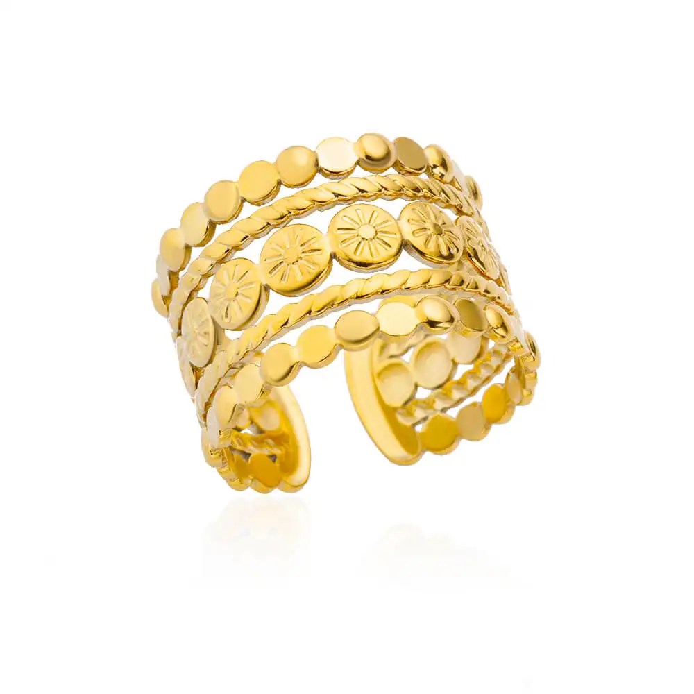 Minimalistische textuur roestvrij staal geometrische ringen voor vrouwen gouden kleur opening paar ring esthetische bruiloft kerst sieraden