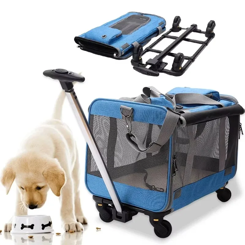 2022 Hot Sale Manufacturer Airline Approved Trolley Detachable Portable Travel Soft Sided Pet Carrier with Wheels