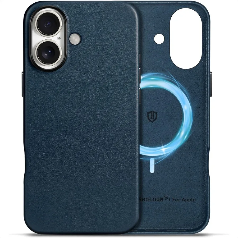 

Case for iPhone 16 6.1 2024 Compatible with MagSafe Genuine Leather Magnetic Wirel Charging Slim AntiScratch NonSlip ShockAbsor