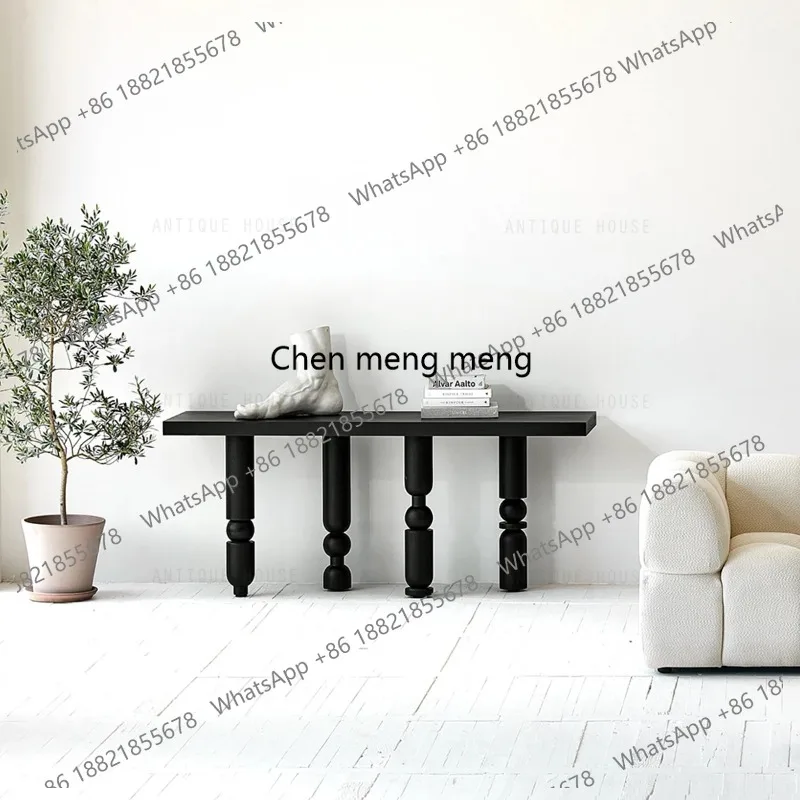 Living Room Furniture Japandi Distinctive Look Irregular Legs Oak Black Wooden Modern Console Table Console Tables