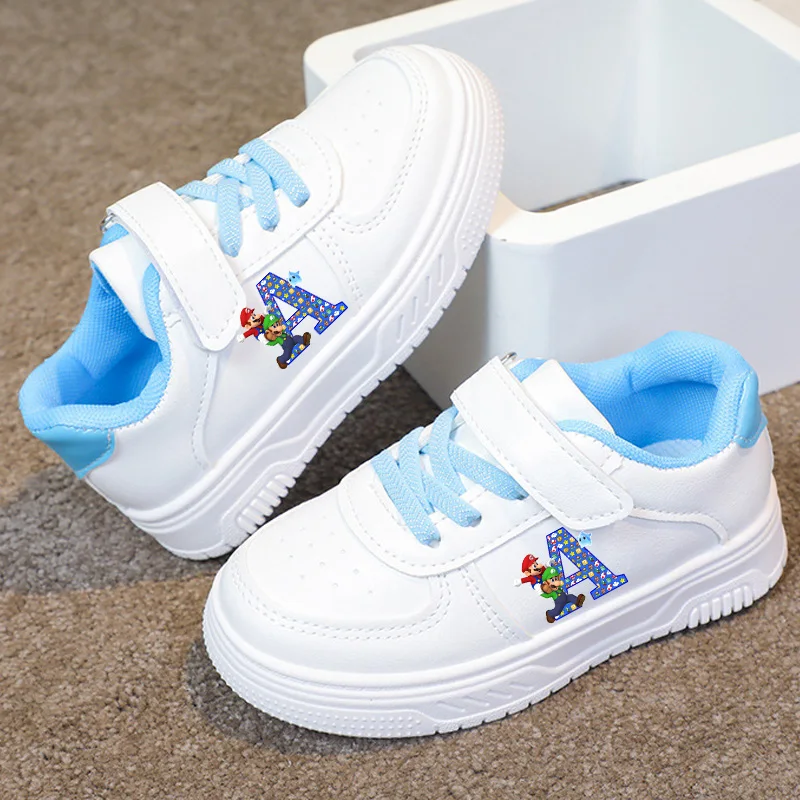 

Super Marios Boys Shoes Anime Letter A-Z Sneakers Kids Outdoor Sport Tackie Children Casual Basketball Footwear Birthday Gift