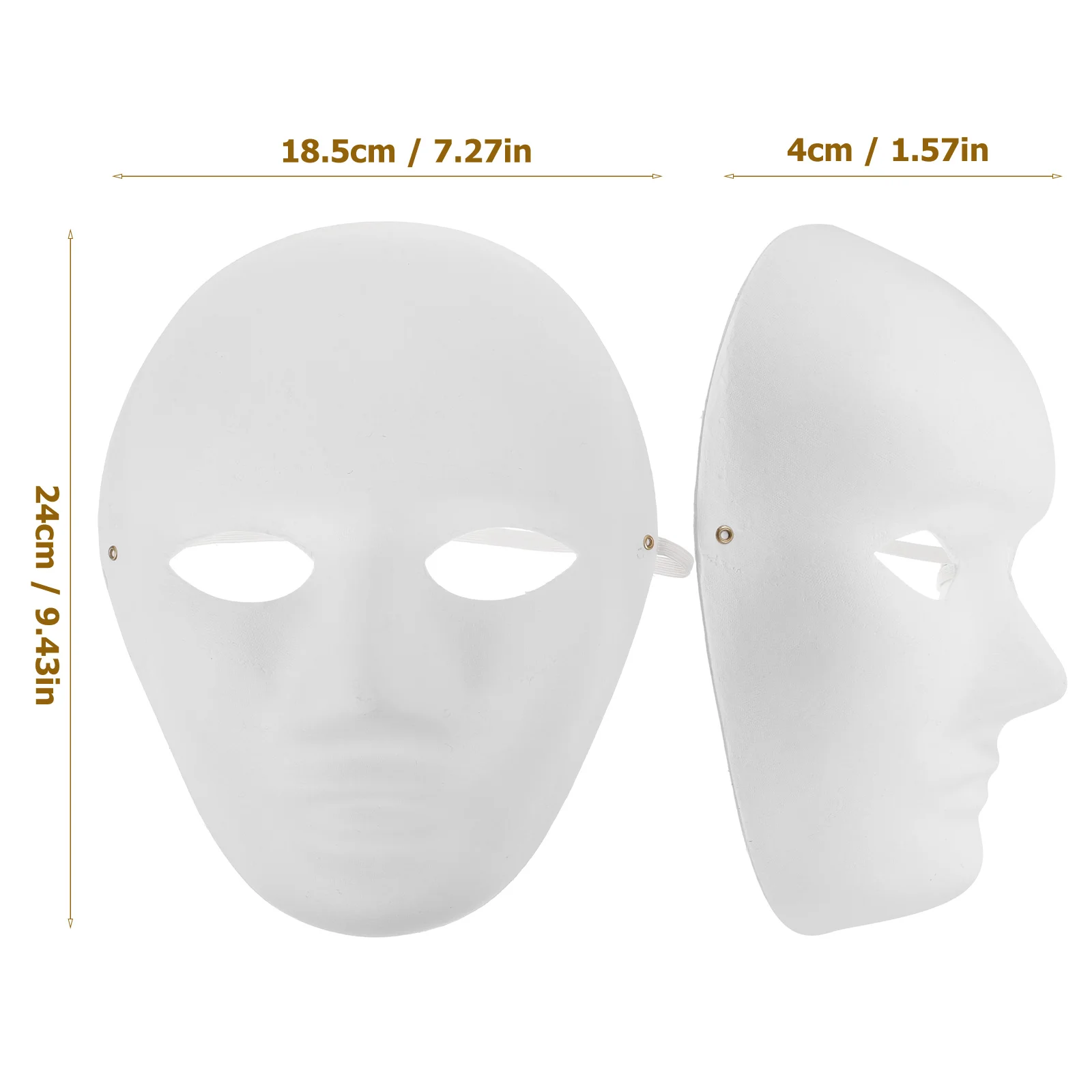 Halloween Costume Mask Party Decor Full Face Paper Masks White Pulp Child Costumes