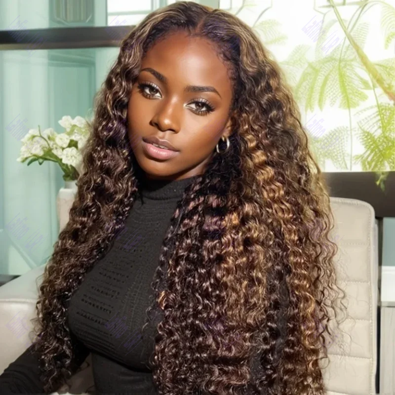 

Curly Wigs Human Hair 13x6 HD Transparent Lace Deep Wave Frontal Pre plucked Bleached Knots Colored Wigs For Women Choice 100%