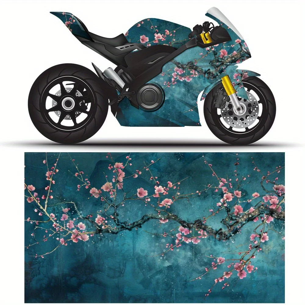 

Dark Fragrance Plum Scenes Motorcycle Stickers, Durable Car Vinyl Wraps Suitable for Most Vehicles, Car Body Sticker Film