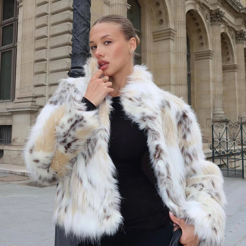 MUJER 인조 모피 여성 테디 코트 크롭 플러시 재킷 여성 겨울 플러피 코트 여성 아우터웨어 신상 코트 및 재킷