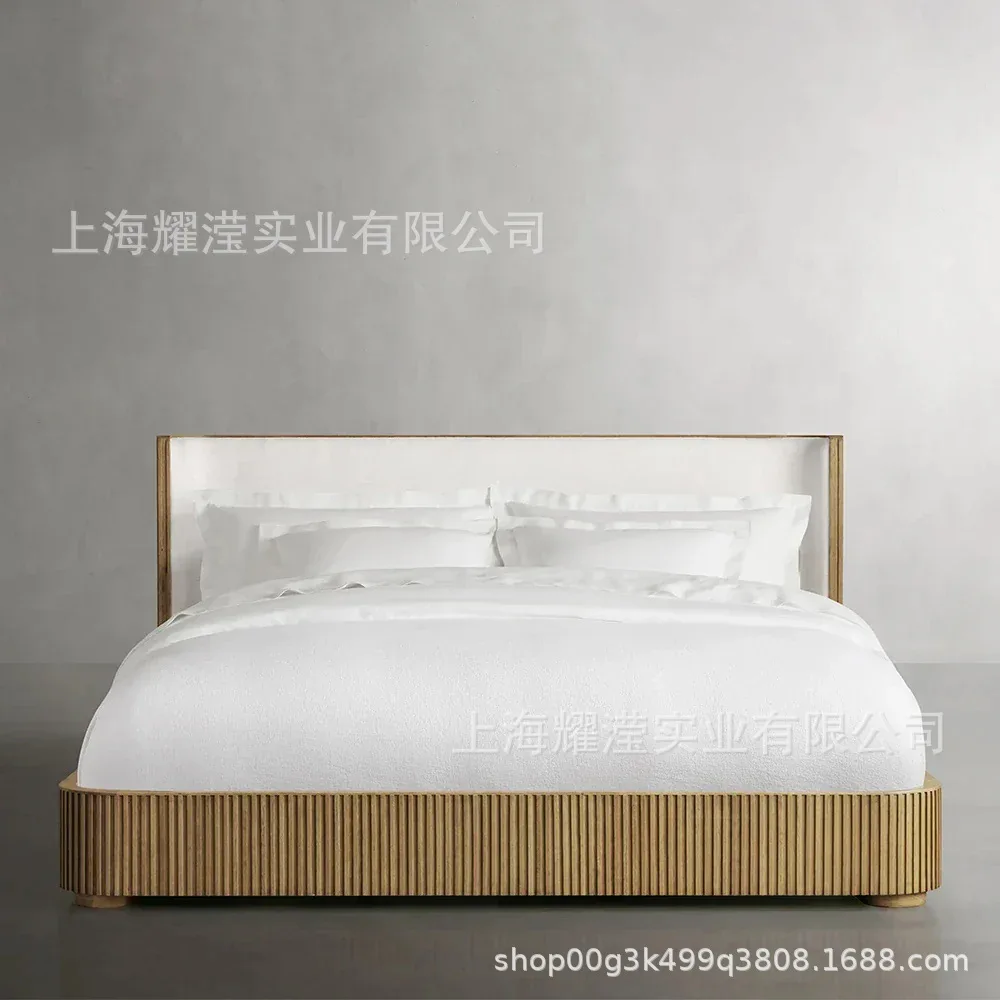 

Solid wood bedroom double bed modern hotel simple master bedroom wedding bed villa French oak bed