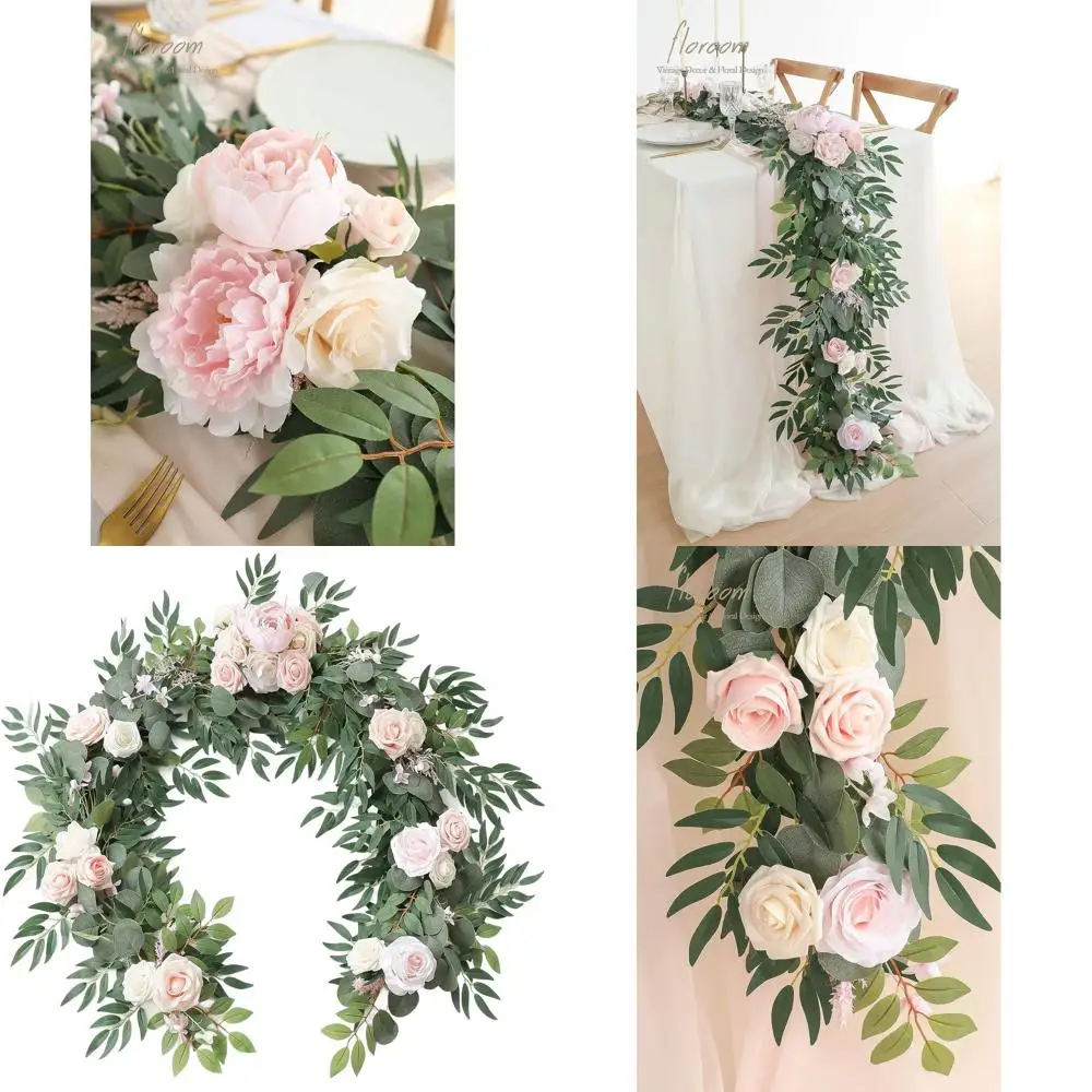 

6-футовая эвкалиптовая гирлянда с цветами, искусственная зелень для украшения свадьбы и вечеринки, румяна и крем