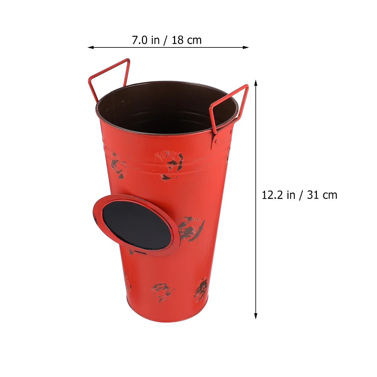 

Rustic Iron Bucket Decor Dried Flowers Blackboard Living Room Home Office Storage Container Handles Non-Deforming Vintage Style