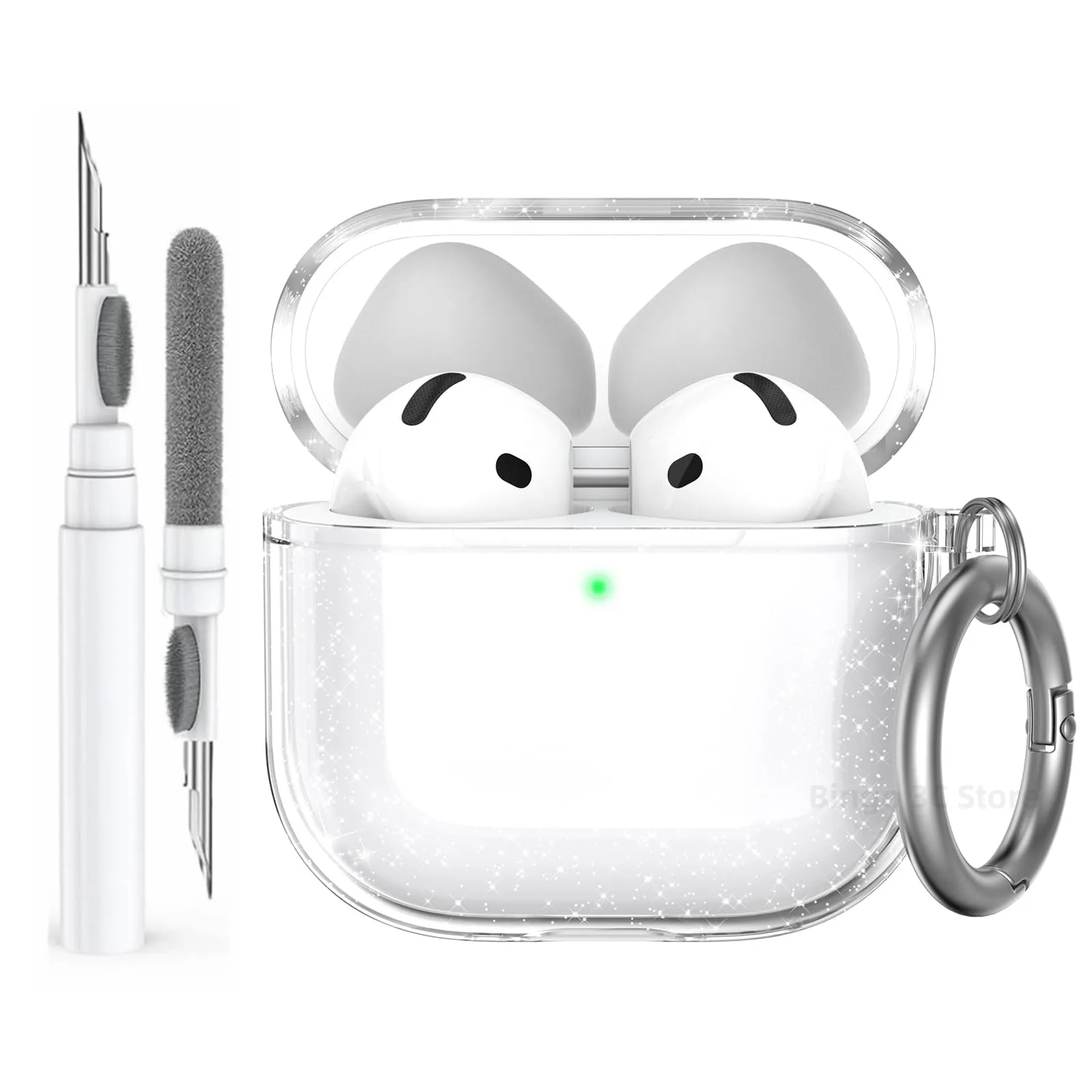 Transparent Case For Airpods 4 Case Soft TPU Protective Cover with Cleaning Kit Keychain For AirPods 4 Charging Earphone Case