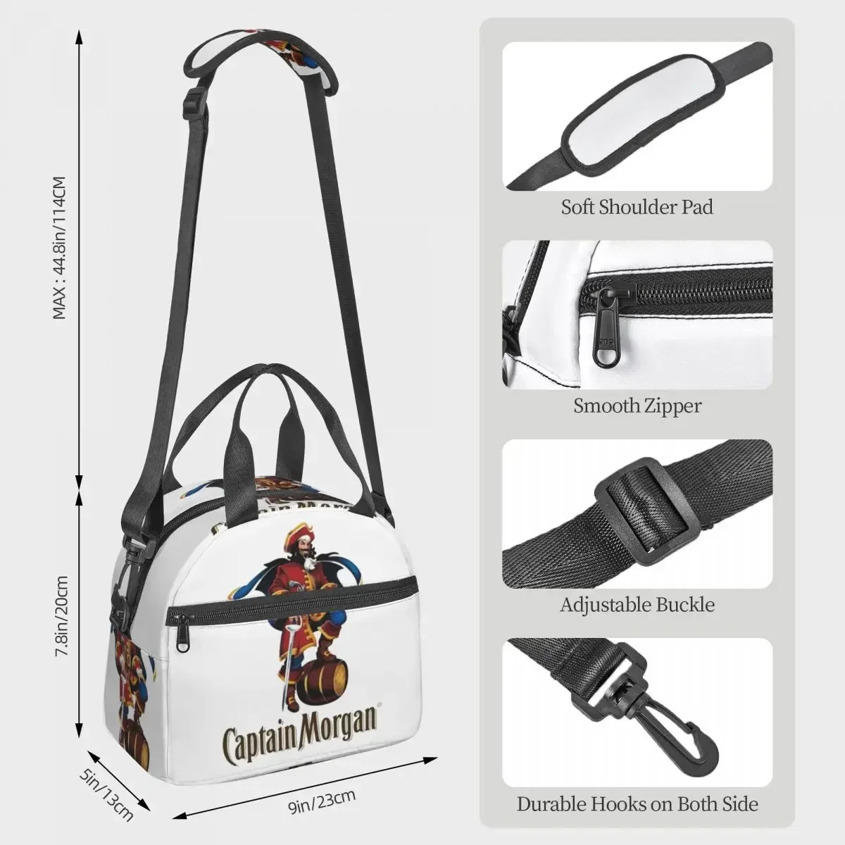 CAPTAIN Insulated Lunch Bag for Kids School Cooler Thermal Box Tote Portable Lunch Boxes