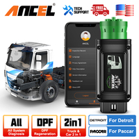 ANCEL HD110 Bluetooth Diesel Heavy Duty Truck Scanner All System DPF Regen for Detroit Paccar Diagnostic Scan Tool 9/12 Pin