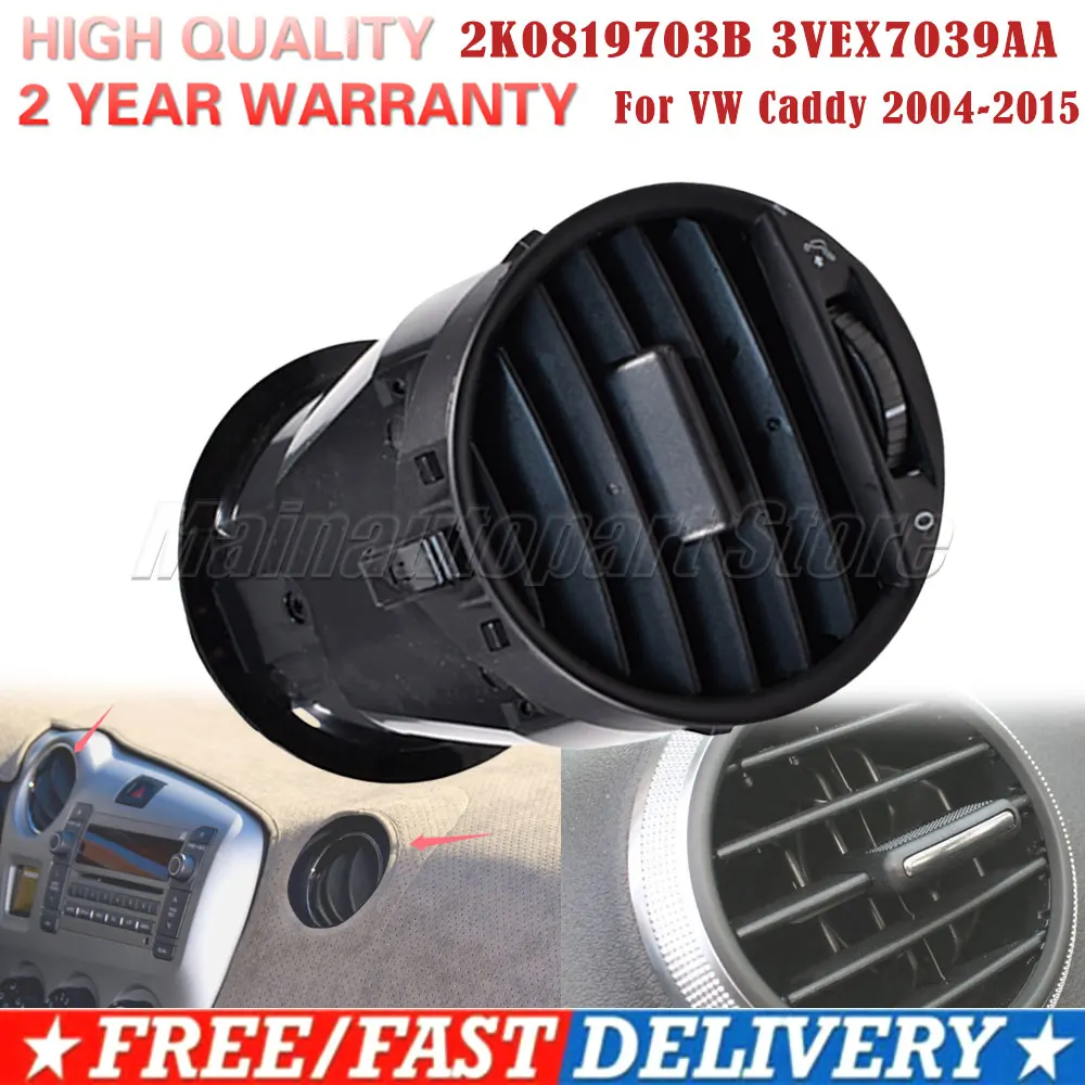 2K0819703B 3VEX7039AA For VW Caddy 2004-2015 Car Dash Dashboard Air Vent Grill Cover Trim Black
