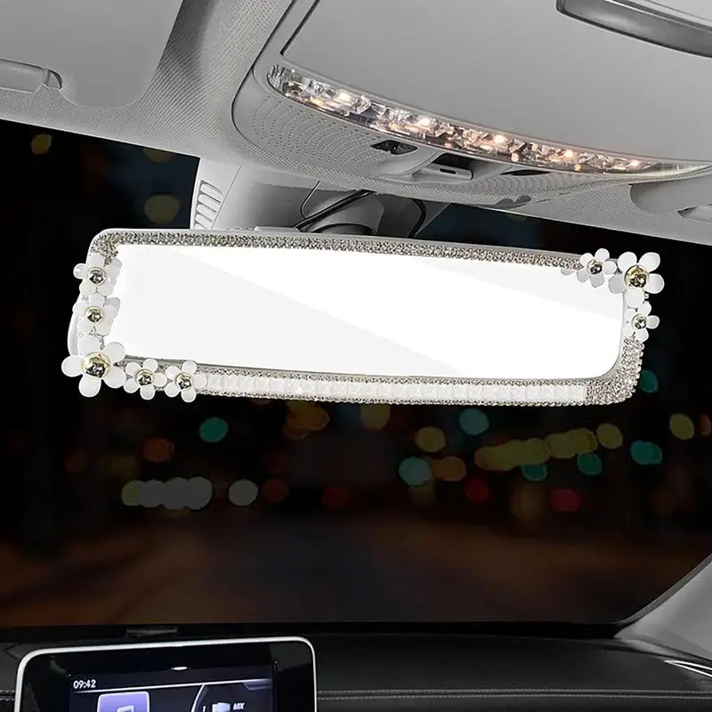 Car Rear Mirror Interior Rear View Mirror Decorations Bling Rear View Mirror Rhinestone Car Accessories Car-styling