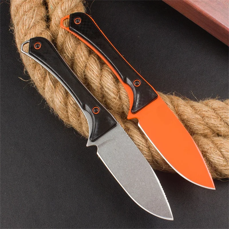 BM Fixed Blade Drop Point 15201 D2 Blade Nylon Fiber Handle With Sheath Knives Camping Adventure Self-defense Hunting EDC Knife