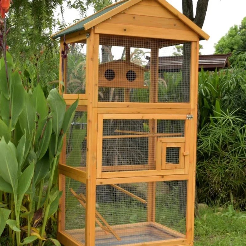 Modern Parrot Bird Cage Wooden Large Outdoor Passaros Bird House Feeder Canarios Maisons Petits Animau Pet Furniture CY50BC