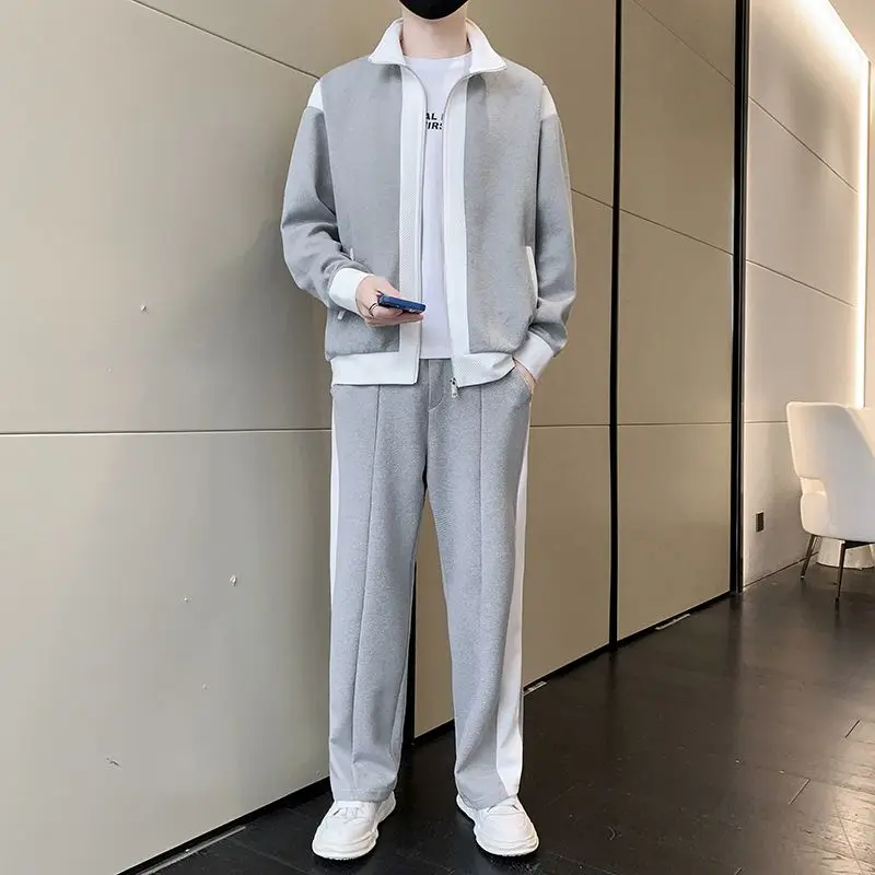 

Новый весенний повседневный спортивный костюм, мужская модная тенденция, персонализированная куртка, толстовка, спортивные штаны, комплект из двух предметов